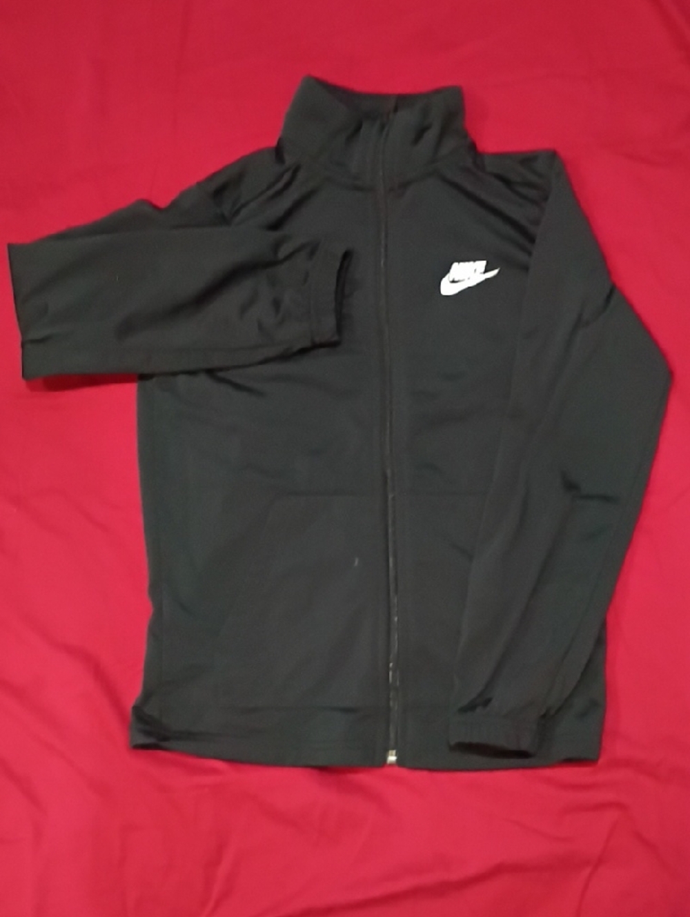 Nike Black Zip-Up Track Jacket with White Swoosh